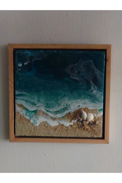 RW80016 - Blue Ocean Sea Shell  - 04 Pieces - Framed